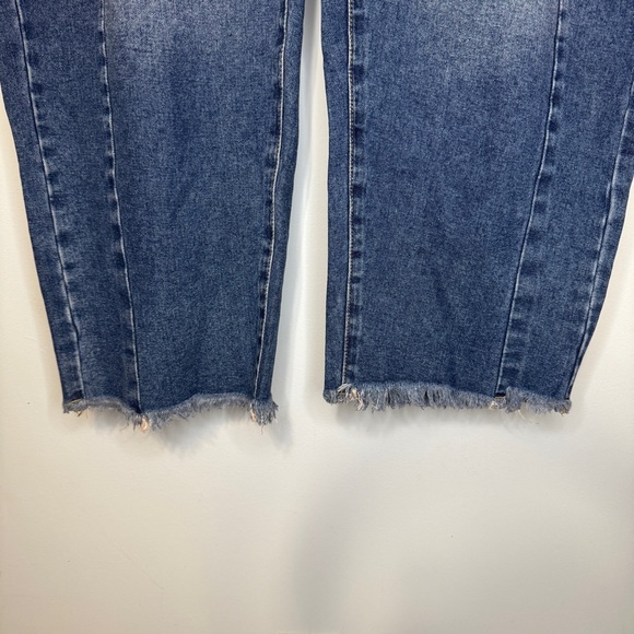 Ashley Mason Barrel Jeans Women’s Sz 7/28 Blue High Rise Wide Leg Raw Hem Denim - Picture 2 of 14